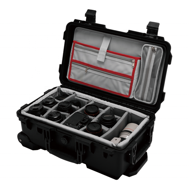 Custom Plastic Flight Case 212X Shockproof Waterproof Hard Shell Camera Lens Protector Case With Padded Dividers