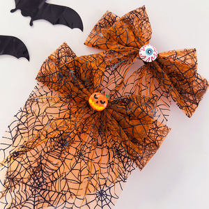 Halloween Hair <b>Clips</b> Large Mesh Bow <b>Spring</b> <b>Clip</b> Funny Pumpkin Party Costume Hair Accessories - Product Image 4