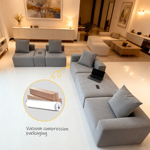 Canapés modulaires convertibles modernes et abordables, écologiques et durables, en forme de L, pour salons de villas - Product Image 4