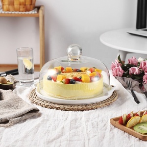 Hoogwaardige transparante glazen deksel keramische taartplateau bakplaat fruit schaal brood afternoon tea presentatiestand - Product Image 1