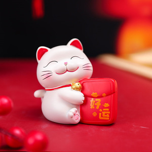 Zhao * Caifu Meow Piccoli Ornamenti per Console <span class=keywords><strong>Auto</strong></span>, Regali di Capodanno, Decorazioni Artigianali in Resina, Prima Generazione - Product Image 6