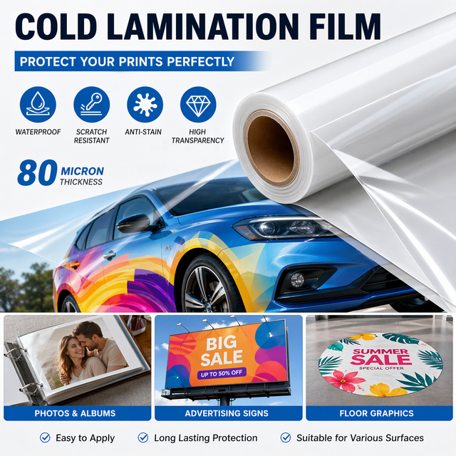 Cost Effective Transparent Cold Laminating Film Scratch & UV Resistant PVC Laminate Roll for Outdoor Signage Billboard
