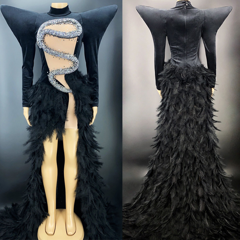 black dress reception Elegant Black Velvet Dress main image 1