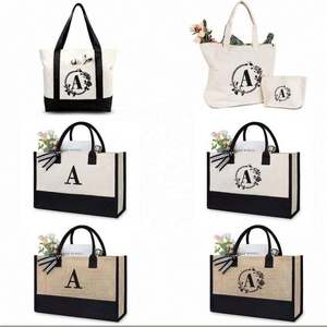 Bolsa de lona de alta calidad con letras con logotipo impreso personalizado, bolsa de recuerdo reutilizable - Product Image 1