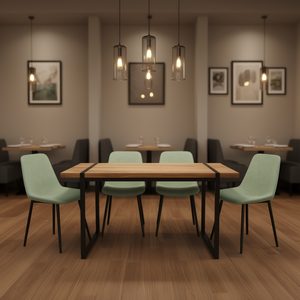 Juego de Mesa de Comedor Moderno de 59 Pulgadas, Rectangular, con Tapa de Madera y Base de Metal, para 4 Personas, Muebles de Restaurante - Product Image 2