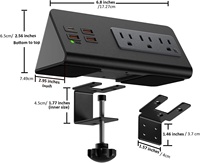 Soket Outlet meja penjepit hitam/putih, dengan 3 * colokan standar USA 3 * USB A 1 * Tipe C PD20W pengisian cepat untuk soket meja konferensi