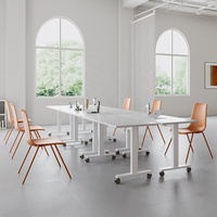Table de formation OMNI moderne en bois, réglable en hauteur, avec plateau rabattable, robuste, pliable et empilable pour bureau