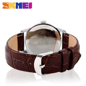 Montres <span class=keywords><strong>Skmei</strong></span> 9058 pour les amoureux des affaires, marque haut de gamme, bracelet en cuir véritable, couple, étanche, quartz, montre-bracelet en acier inoxydable pour femmes et hommes - Product Image 6