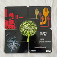 Sous-verre carré en MDF et liège, style campagnard, impression par sublimation couleur, écologique, logo personnalisé, pour tasse à thé, 95x95mm, 4mm, Giftway