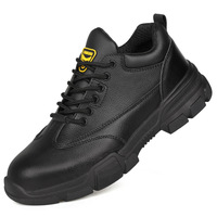 Chaussures de sécurité à embout d'acier, anti-perforation, bottes de travail en cuir et maille, semelle en caoutchouc, chaussures de construction anti-choc