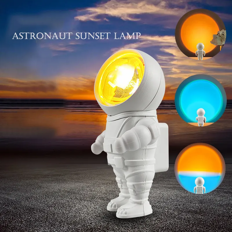 Lámpara de proyección de atardecer RGB, minirobot de Control táctil de 7 colores, luz nocturna, astronauta, atardecer