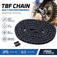 Cadena de transmisión T8F de 116 eslabones para motores de 2 tiempos de 43cc, 47cc, 49cc, 50cc, SSR SX50, Coolster, ATV, SYX, Moto, Holeshot, X-Pro, Mini Chopper, Pocket Bike