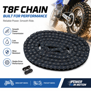 Chaîne de transmission T8F 116 maillons pour moteurs 2 temps 43cc 47cc <span class=keywords><strong>49cc</strong></span> 50cc SSR SX50 Coolster ATV SYX Moto Holeshot X-Pro Mini Chopper <span class=keywords><strong>Pocket</strong></span> <span class=keywords><strong>Bike</strong></span> - Product Image 5