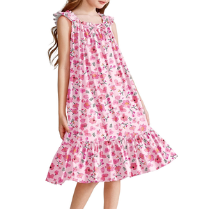Vente flash - Robe <span class=keywords><strong>de</strong></span> <span class=keywords><strong>nuit</strong></span> à imprimé floral pour filles, sans manches, douce et respirante, pyjama pour enfants <span class=keywords><strong>de</strong></span> 5 à 14 ans, vêtements <span class=keywords><strong>de</strong></span> <span class=keywords><strong>nuit</strong></span> décontractés, vêtements <span class=keywords><strong>de</strong></span> maison - Product Image 1