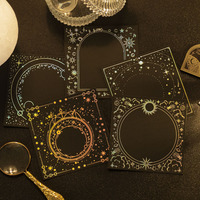 Lote de 10 unidades de tarjetas de Collage, no adhesivas, con luz de luna y estrella, láser Retro, dorado y plateado, para cuaderno DIY, Material de Collage de paisaje