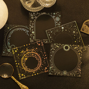 10 pz/pacco Collage Card Non adesivo Star Moon Light Retro Laser oro e argento fai da te Notebook paesaggio Collage materiale - Product Image 4