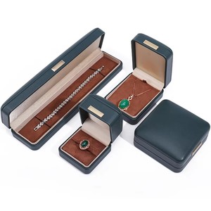 Nouvelle boîte à bijoux luxueuse en similicuir avec logo personnalisé et intérieur en velours pour bracelet collier boucles <span class=keywords><strong>d</strong></span>'oreilles bagues <span class=keywords><strong>fermeture</strong></span> à pression - Product Image 3