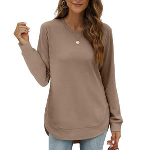 Camiseta Casual de Manga Larga con Cuello Redondo y Dobladillo Asimétrico para Mujer, Nueva Colección Otoño/Invierno - Product Image 2
