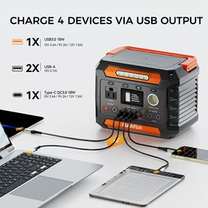 Station d'alimentation portable FlashFish 300W 230.88Wh, batterie lithium, générateur solaire, prise AC, lumière LED, camping en plein air - Product Image 5