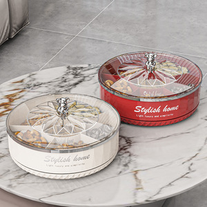 Stylish Home Rotating <b>Snack</b> <b>Tray</b> With Lid Round Multi Compartment For Nuts Dried Fruits Party Use - Product Image 1