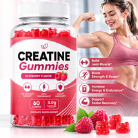 Gomitas de Creatina 3g por Porción Sabor Frambuesa Pre-Entrenamiento Crecimiento Muscular Energía Resistencia Suplemento en Gomitas 60 Unidades