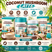 Poudre de café aux champignons de coco personnalisée, mélange adaptogène fonctionnel pour latte, énergie, concentration, bien-être quotidien, mélange de boisson instantanée, OEM ODM