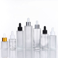 Flacon compte-gouttes en verre cylindrique 20/30/40/50/60/80/100 ml, épaule plate, transparent ou dépoli, pour huiles essentielles