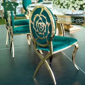 Современные высококачественные золотистые металлические свадебные стулья для невесты и жениха оптом