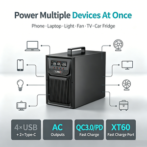 Station d'énergie solaire tout-en-un 3000W 2000W 600W avec batterie LiFePO4 compatible voiture, système de stockage d'énergie - Product Image 5
