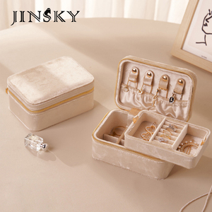 Light Luxury Velvet <b>Mini</b> Jewelry <b>Box</b> Portable Travel <b>Storage</b> Case for Earrings Rings Necklaces - Product Image 2