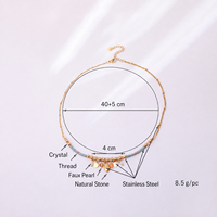 Collier ras du cou bohème en pierres naturelles pour femme, avec breloque pièce de monnaie colorée en fil et acier inoxydable, bijoux d'été pour la plage, vente en gros, cadeaux