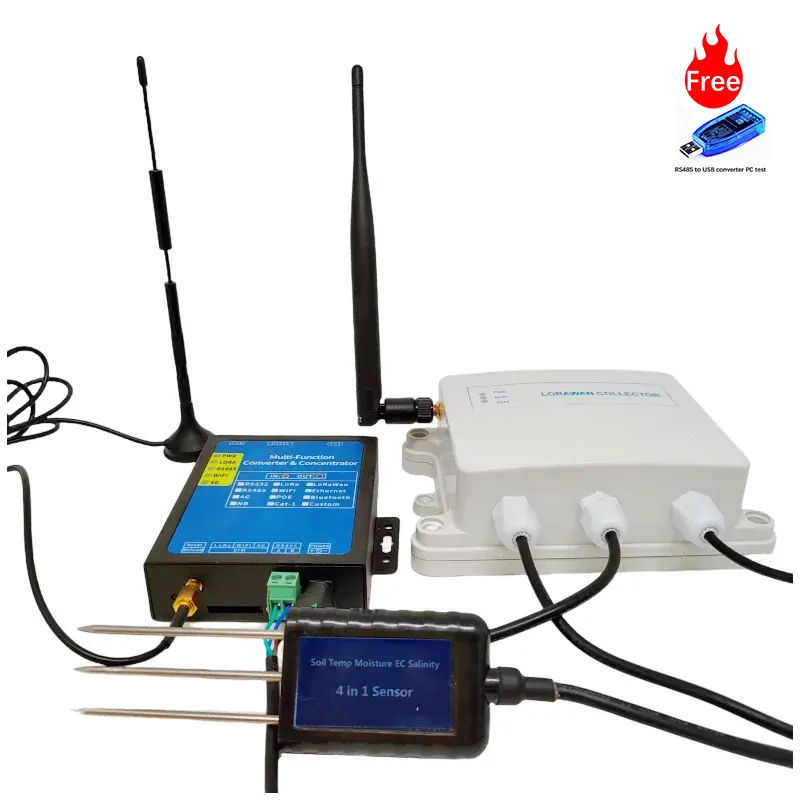 LORA LORAWAN-SENSOR de salinidad EC para agricultura y granja, SENSOR de temperatura de humedad del suelo 4 en 1, RS485 MODBUS