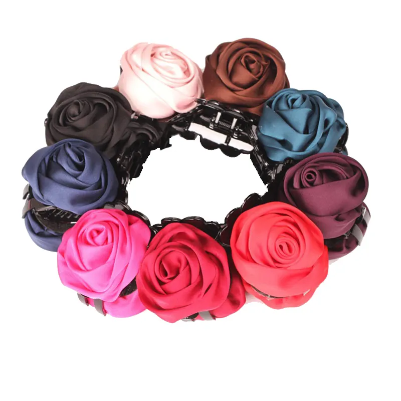 Wholesale Elegant Rose Flowers Hair Claw Clips For Women Girls Sweet Floral Hair Crab Clamp Hairpins Hair Accessories Gifts