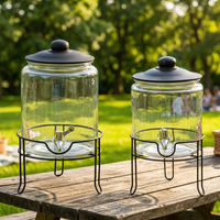 Glazen dranken dispenser met grote capaciteit, metalen standaard, voedselveilige, luchtdichte, BPA-vrije glazen deksel voor thuis, fruitfermentatie, koude dranken