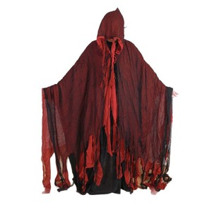 Capa de Grim Reaper para Disfraz de Halloween, Capa Desgastada Roja y Negra de Gasa, Atuendo de Cosplay, Accesorios para Fiesta, Talla Única para Adultos - Product Image 3