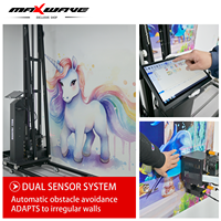 Maxwave Date CMYKW 5 Couleurs Intérieur Extérieur Fond Mural Impression Portable UV Mur Machine D'impression 3D Jet D'encre Mur Imprimante