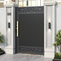 Porte battante simple/double en fer forgé en alliage d'aluminium pour cour de villa, design moderne, porte à persiennes imperméable