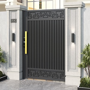 Porte battante simple/double en <span class=keywords><strong>fer</strong></span> <span class=keywords><strong>forgé</strong></span> en alliage d'aluminium pour cour de villa, design moderne, porte à persiennes imperméable - Product Image 6