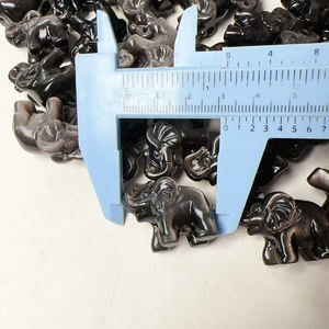 Оптовая цена 30 мм натуральный ручной резной мини-кристаллы фигурка животных Серебряный Блеск обсидиан кристалл слон ремесла - Product Image 4