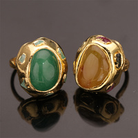 Bague en pierre précieuse naturelle plaquée or 18 carats, pierre ovale, pierre précieuse populaire pour femmes, à porter au quotidien
