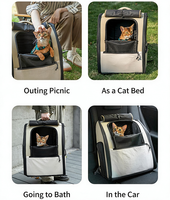 Sac à dos pliable et imperméable pour chat, grande capacité, fenêtre en maille respirante, fermeture éclair anti-évasion en nylon, pour animaux jusqu'à 8 kg, sac de transport