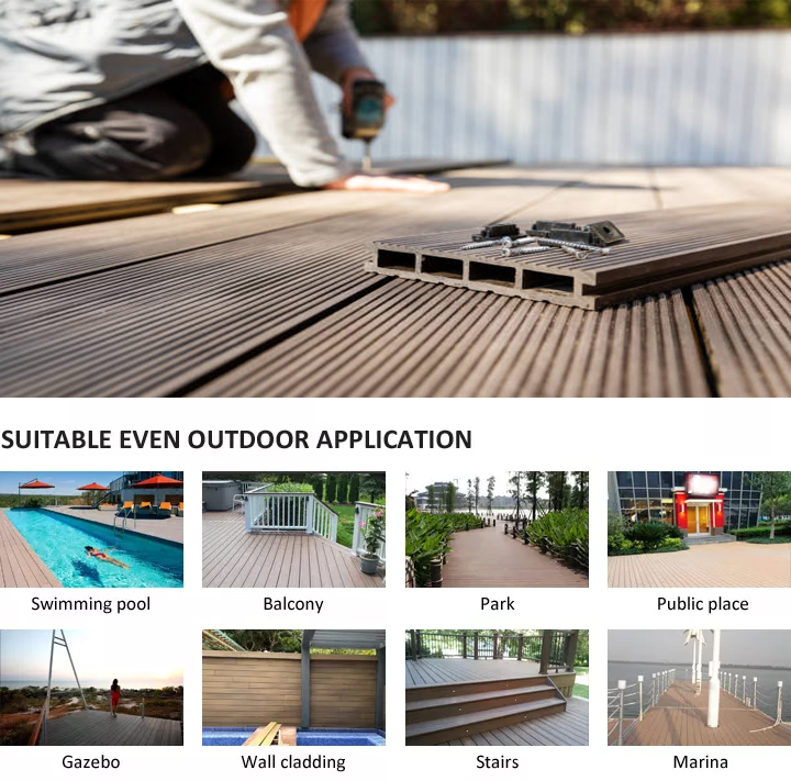Interlock Decking 3D Embossing WPC Composite Decking Tiles Plastic Flooring