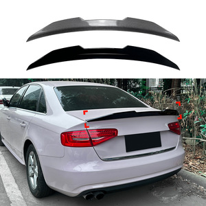 สปอยเลอร์หลังทรง Ducktail สำหรับ Audi A4 S4 B8 ปี 2009-2016 สีดำ Piano Black ลายคาร์บอนไฟเบอร์ วัสดุ ABS สำหรับตกแต่งภายนอก - Product Image 1
