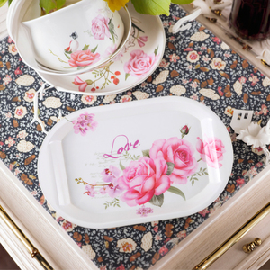 Ensemble de plateau de service avec poignée en <span class=keywords><strong>bambou</strong></span> japonais imprimé personnalisé avec motif de <span class=keywords><strong>fleur</strong></span> verte pour présentation des aliments café thé repas déjeuner pâtisserie - Product Image 2