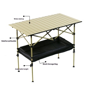 Mesa Retangular Dobrável Moderna de Alumínio Ruida para Exterior, Base Tipo Trestle, Elevável, Branca, Portátil para Carro, Acampamento e Piquenique - Product Image 1