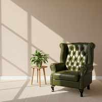 Fauteuil de loisirs américain Chesterfield en cuir rétro, fauteuil rembourré, fauteuil individuel et pouf pour salon