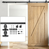 Kit de quincaillerie robuste pour porte coulissante de grange, 6,6 pieds, supports de montage supérieur, rail en acier de 6 mm, 150 kg, noir mat