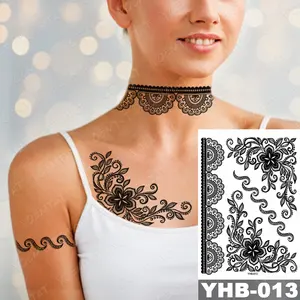 Hot Selling Henna Tattoo Temporäre schwarze Vollhand Henna Aufkleber Spitze indische Mehndi Tattoos für Frauen