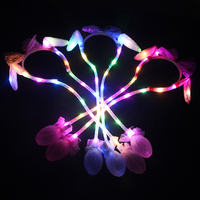 Chapeau de fête dynamique à oreilles de lapin en maille et gaze, avec lumière LED, cadeau