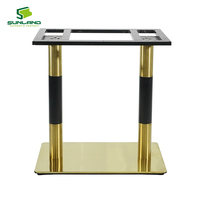 Socle de table contemporain double colonne en acier inoxydable doré et noir, pieds réglables, écologique, facile à nettoyer, pour intérieur